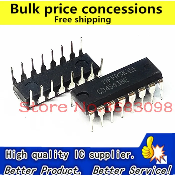 

Free Shipping 100pcs/lots CD4543BE DIP-16 LCD driver decoder chip CMOS 4543 CD4543 4543BEnew original
