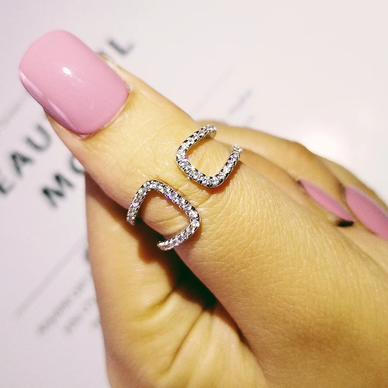 Серебро/золото Цвет Черный Цирконий bague anel promise модные регулируемые Открытые Кольца для женщин палец ювелирных изделий R4674