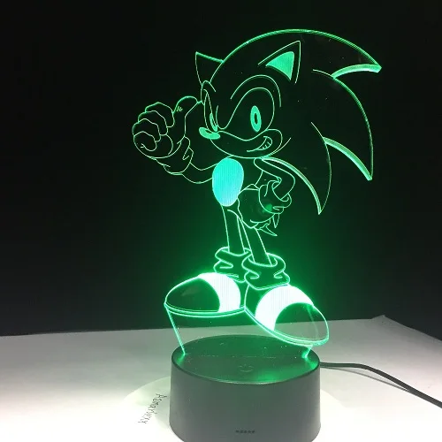 Model 6 Аниме Sonic The Hedgehog рисунок 3D светодиодный настольная лампа флэш-эффект 7 Красочные акриловые визуальную иллюзию светодиодные фонари USB дети ночник - Испускаемый цвет: Model 6