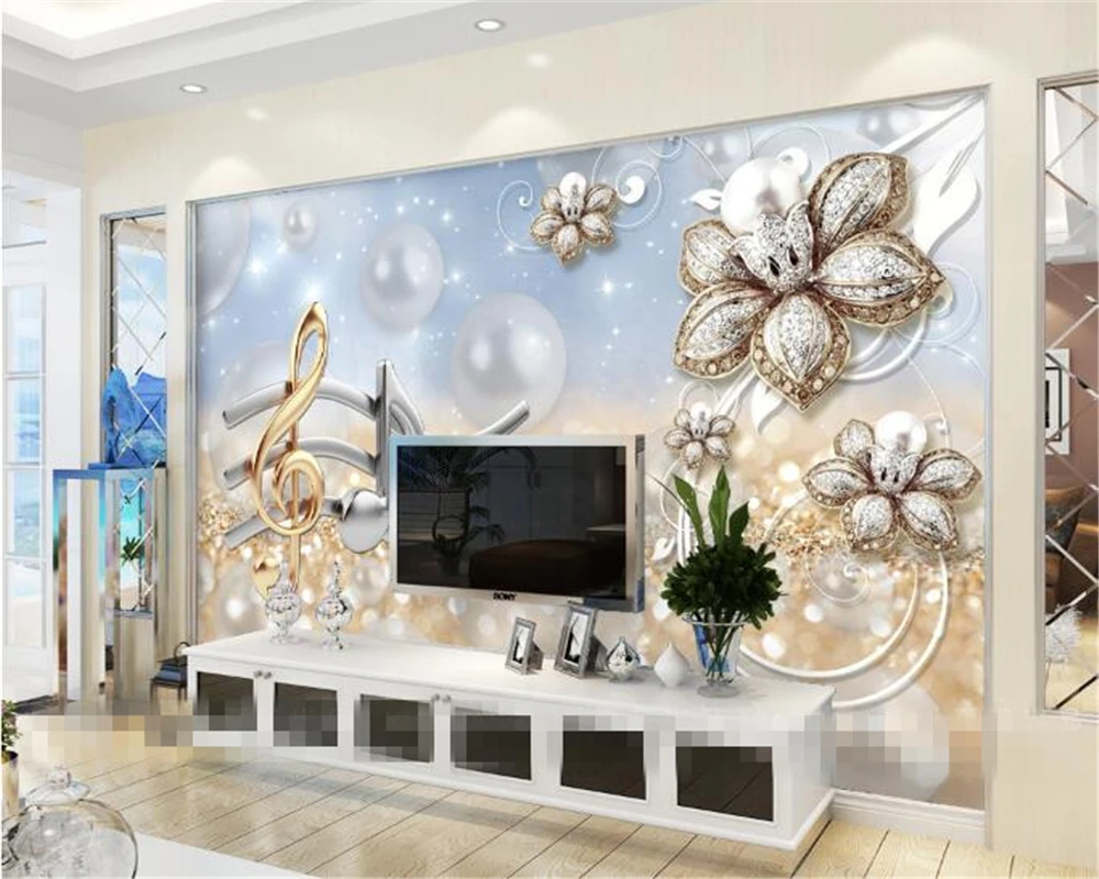 Beibehang пользовательские обои note bead flower роскошные Гостиная Спальня телевизор