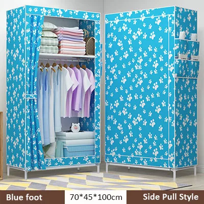 Blue foot Простой сложенный студенческий набор для небольшого шкафа DIY сборка шкаф один шкаф для хранения одежды пылезащитный чехол шкаф - Цвет: Blue foot