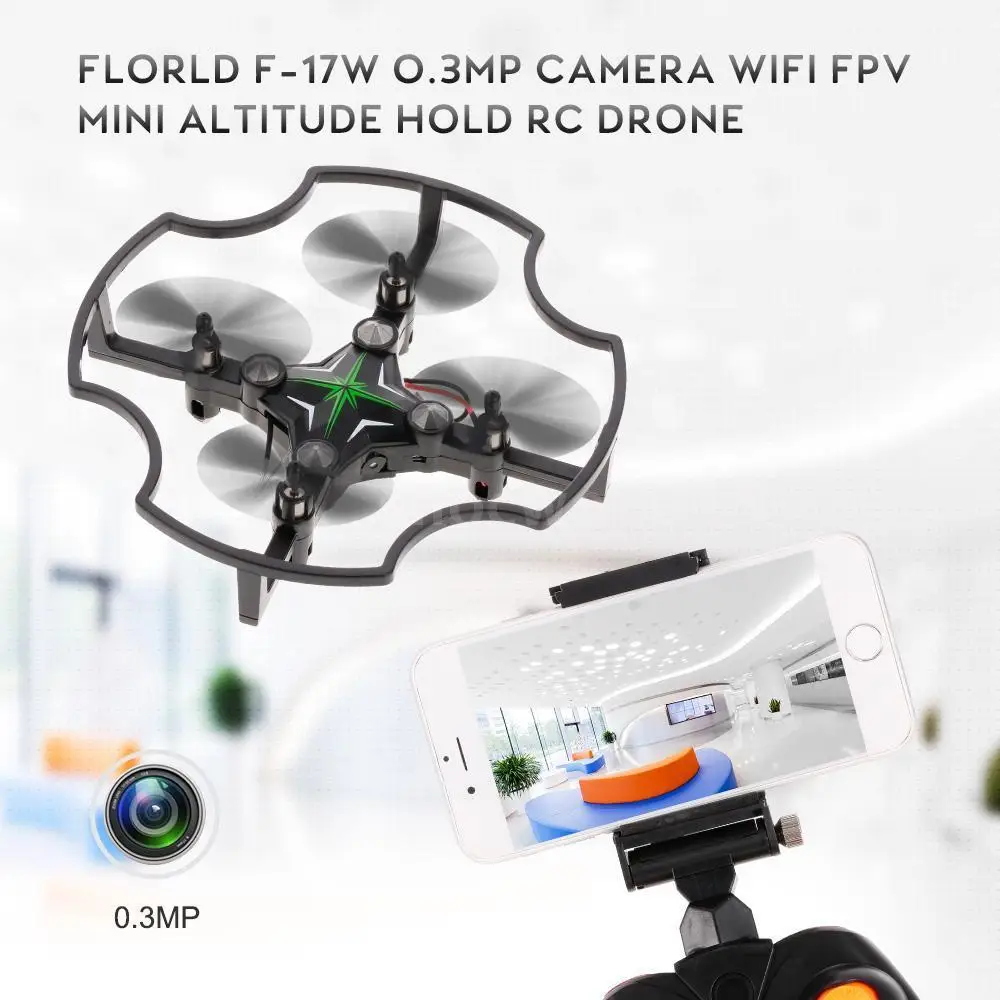 

RC Quadcopter F-17W 2.4G 0.3MP Camera Wifi FPV Altitude Hold S5X6 Mini Drone Real-time Images Headless Mode RC Helicopter