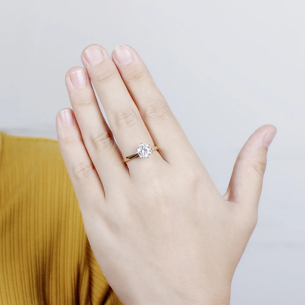 Женское классическое обручальное кольцо с муассанитом 2 карата 8 мм|ring solid|ring ringring