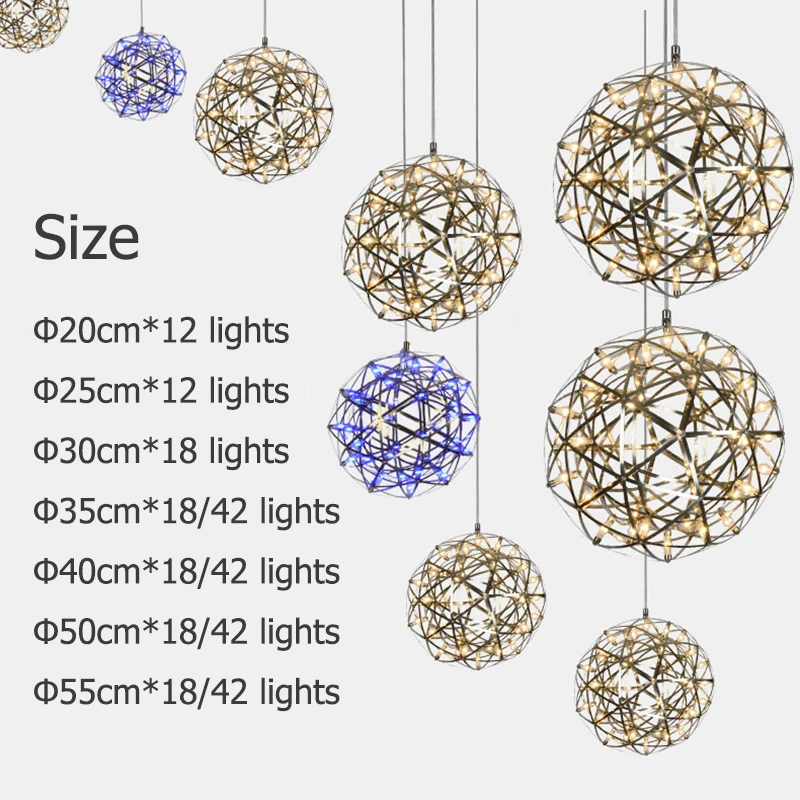 Лофт Nordic iron ball Искрящийся подвесной светильник LED G4 современный для гостиной