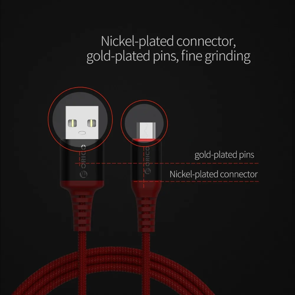 Micro USB кабель ORICO 2.4A зарядный Быстрая зарядка для передачи данных Samsung Xiaomi Huawei