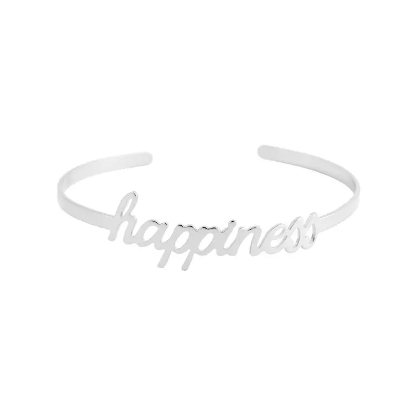 Shuangshuo Min 1pc 2017 New Arrival Letter of the Alphapet Bangles Happiness Cuff for Women Party Gift|bangles women|bracelet bangle womenwomen