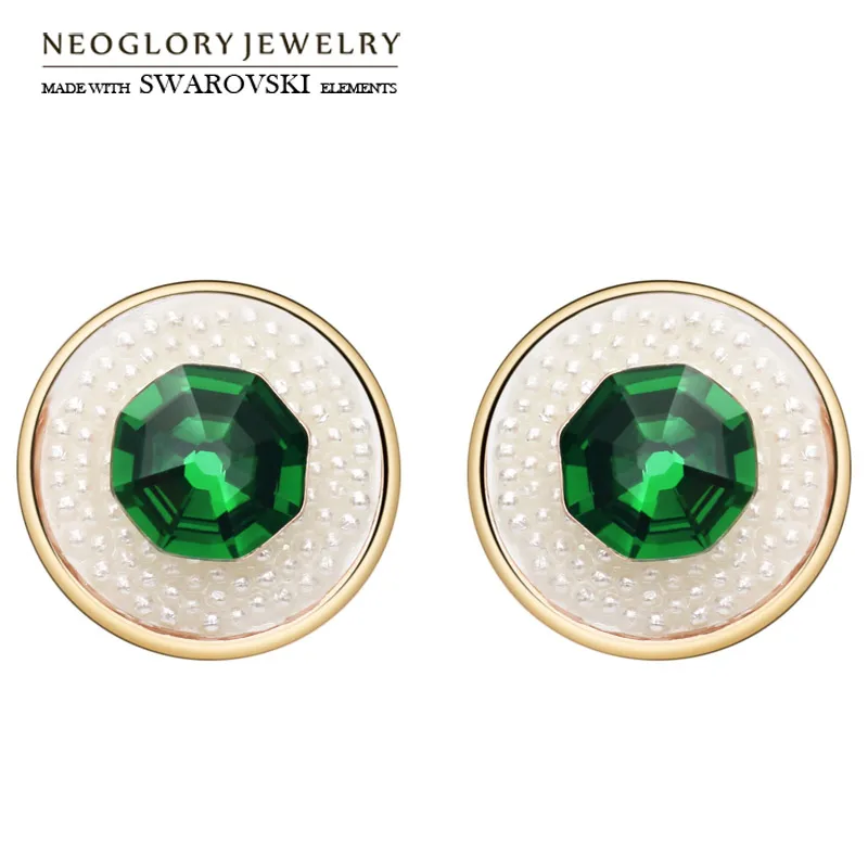 Женские круглые серьги-гвоздики Neoglory австрийские стразы с искусственным