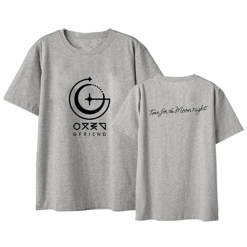 Grey Kpop GFRIEND Time For The Moon Album Shirts Повседневная Свободная одежда в стиле хип-хоп футболка Топы с короткими рукавами футболка DX664 - Цвет: Grey