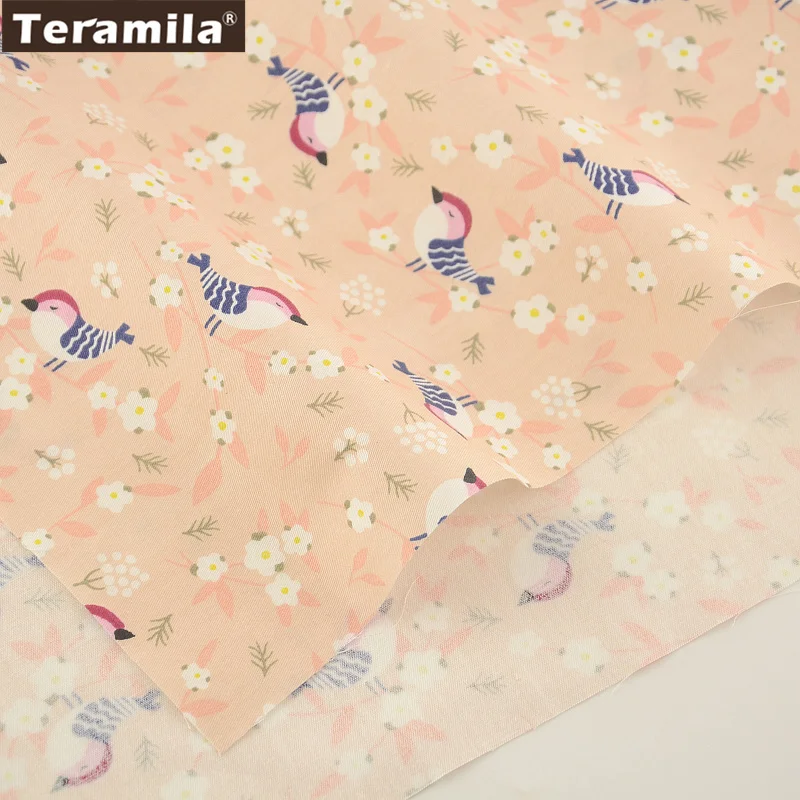 TERAMILA 100% Cotton twill fabric Clothing Patchwork DIY bedding Beige Bird Style Home Textile Quilting scrapbooking Tissue|cotton twill|cotton