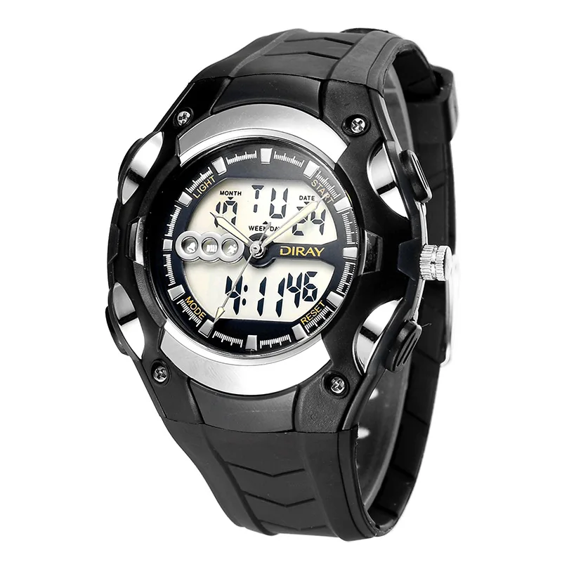 Мужские наручные часы DIRAY модные спортивные с дисплеем водонепроницаемые