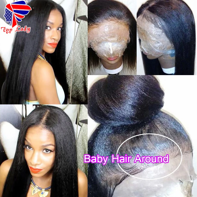 Full Lace Human Hair Wigs For Black Women Yaki Straight Brazilian Virgin Glueless Front | Шиньоны и парики