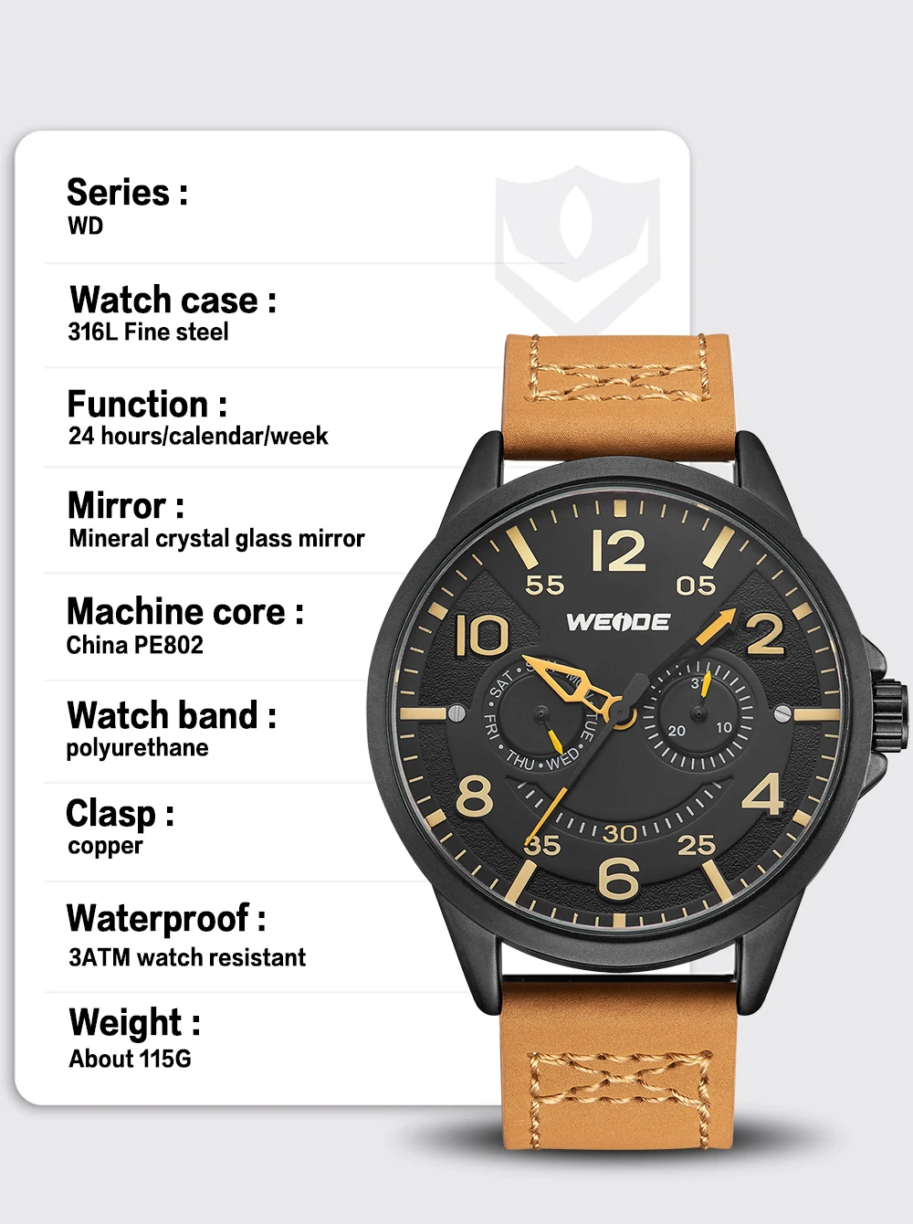 WEIDE Роскошная модная модель Мужские Аналоговые кожаные спортивные армейские военные кварцевые мужские наручные часы