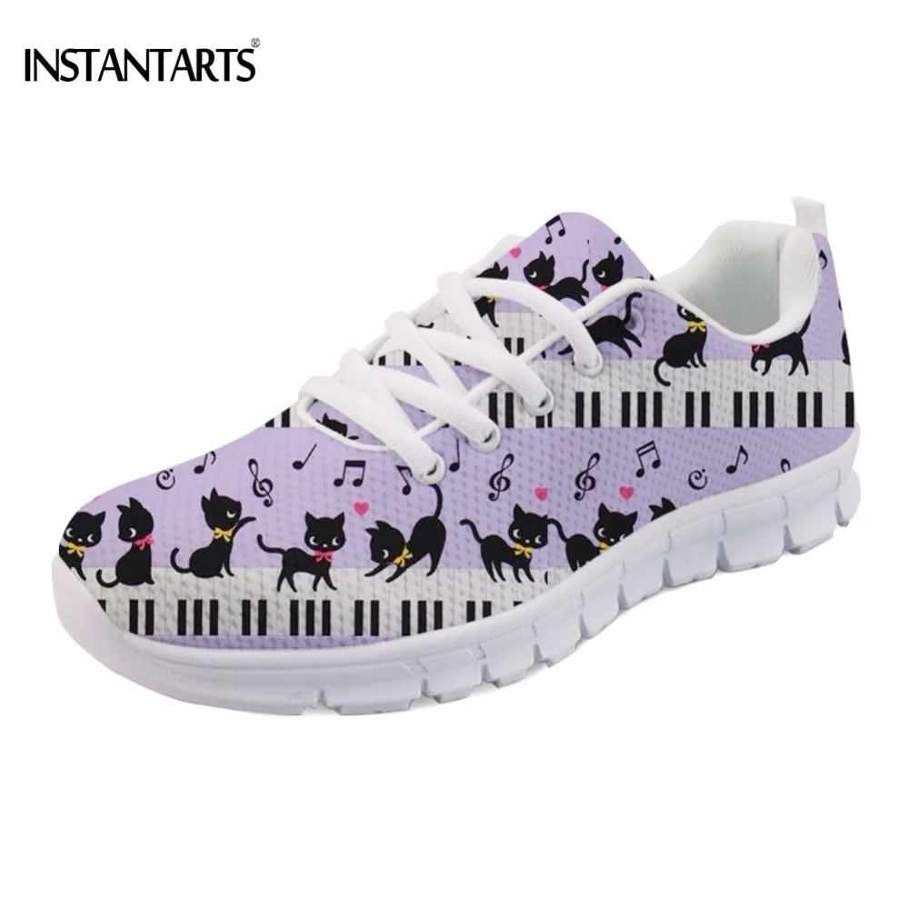Женские кроссовки для бега INSTANTARTS Piano With Music Note спортивная обувь с милым котом