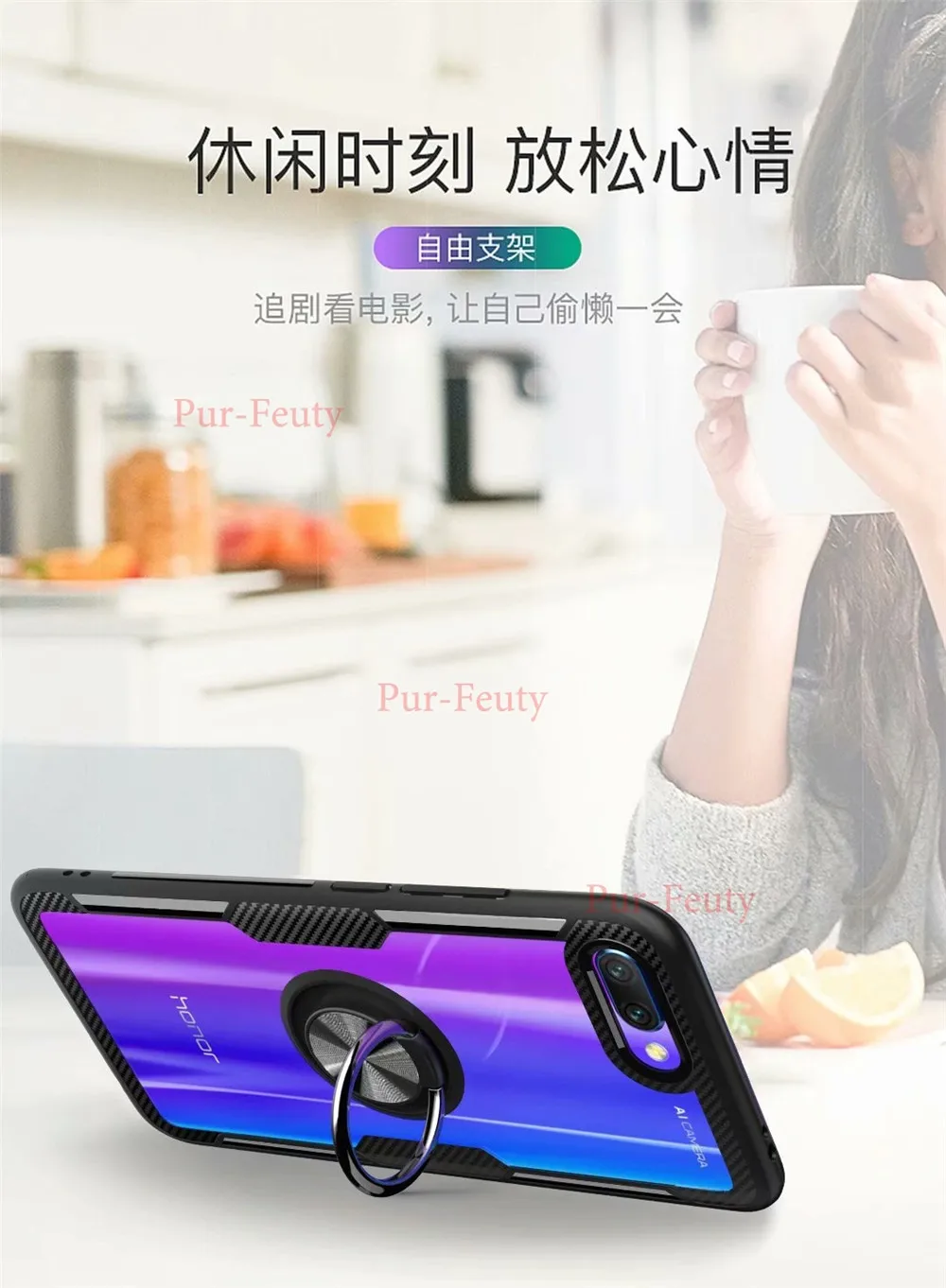 Для huawei Honor 10 COL-L29 COL-L29A с кольцом-подставкой, магнитная Прозрачная защитная задняя крышка для huawei Honor10 COL L29 L29A TL10