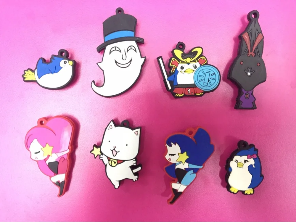 

8pcs/lot Pink Cute Original Japanese anime figure rubber Silicone sweet smell mobile phone charms/key chain/strap G405