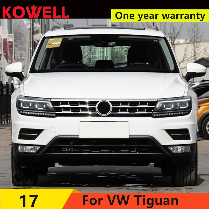KOWELL автомобильный Стайлинг для VW Tiguan фары Tiguan светодиодный фонарь светодиодный DRL Биксеноновые линзы фары дальнего ближнего света парковка