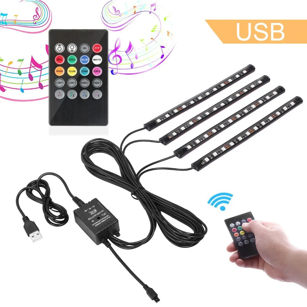 Автомобильная светодиодная лента 48 светодиодов питание от USB | Лампы и освещение