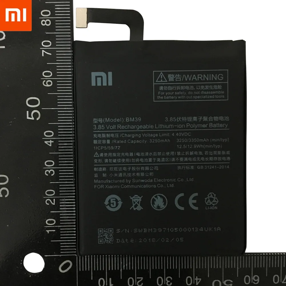 Аккумулятор для телефона Xiao mi BM39 для Xiaomi mi 6 mi 6 3250 мАч, запасная батарея большой емкости