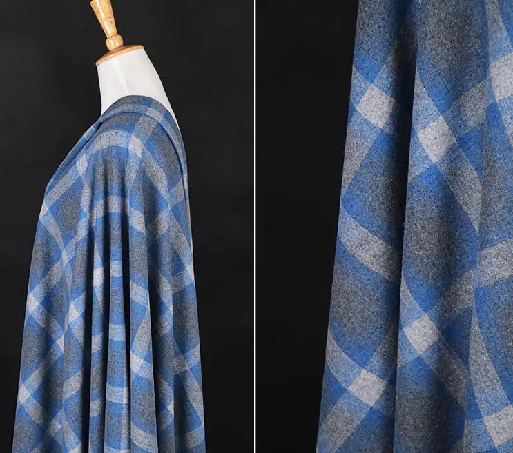 wholesale Gray blue retro elegant Plaid wool fabric coat print satin floral Process tweed fabrics fleece tecido velvet C184 | Дом и сад