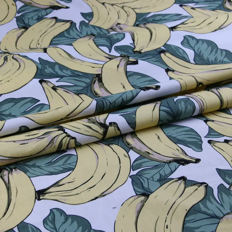 Хлопковое платье с принтом фруктов и бананов Сезон лето осень Льняная хлопковая