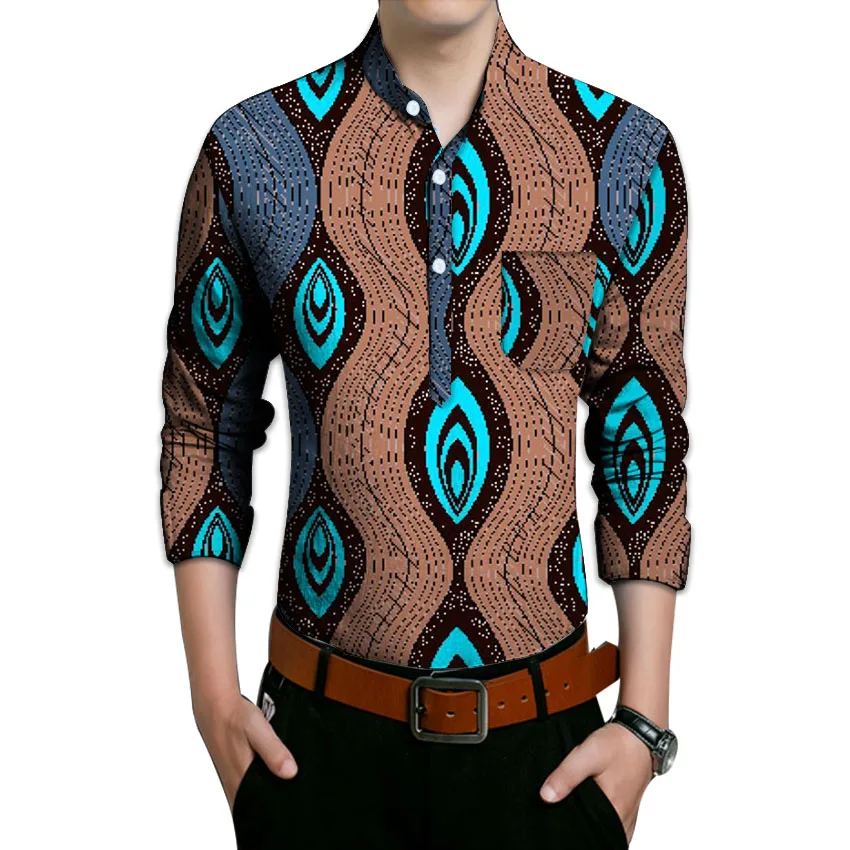 Дашики Ман платье африканская мужская одежда модный принт с длинным рукавом Топы