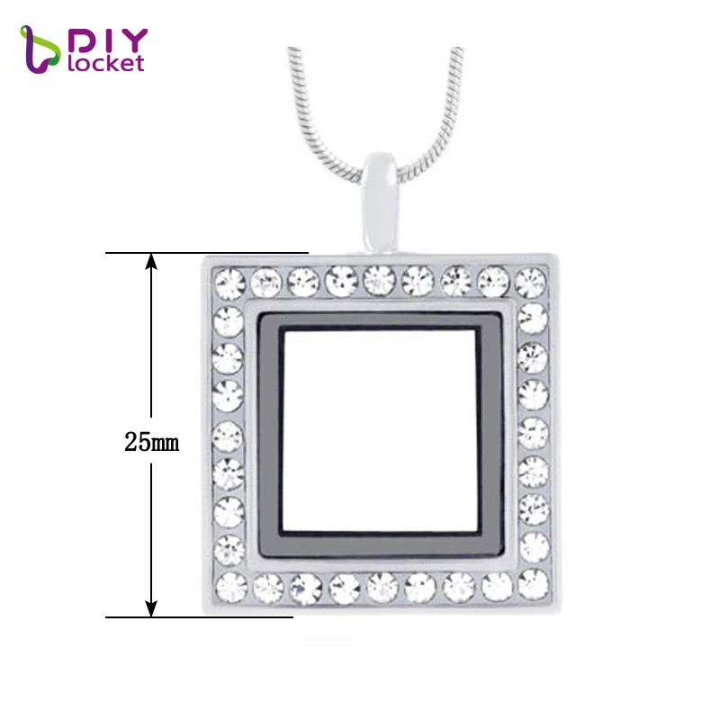 Diylocket квадратная стеклянная плавающей медальон из цинкового сплава цинковый