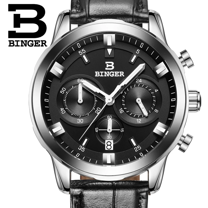Часы наручные BINGER Мужские кварцевые с хронографом 2017|male male|male brand watchesmale watches |