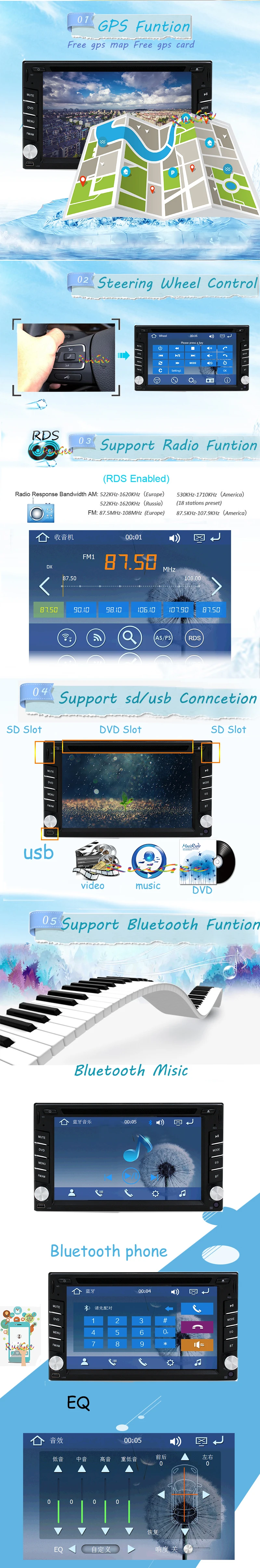 Для peugeot 307 6," двойной 2 Din gps навигация автомобильный ПК стерео радио DVD CD mp3 плеер USB Sd Bluetooth Ipod 2 din радио