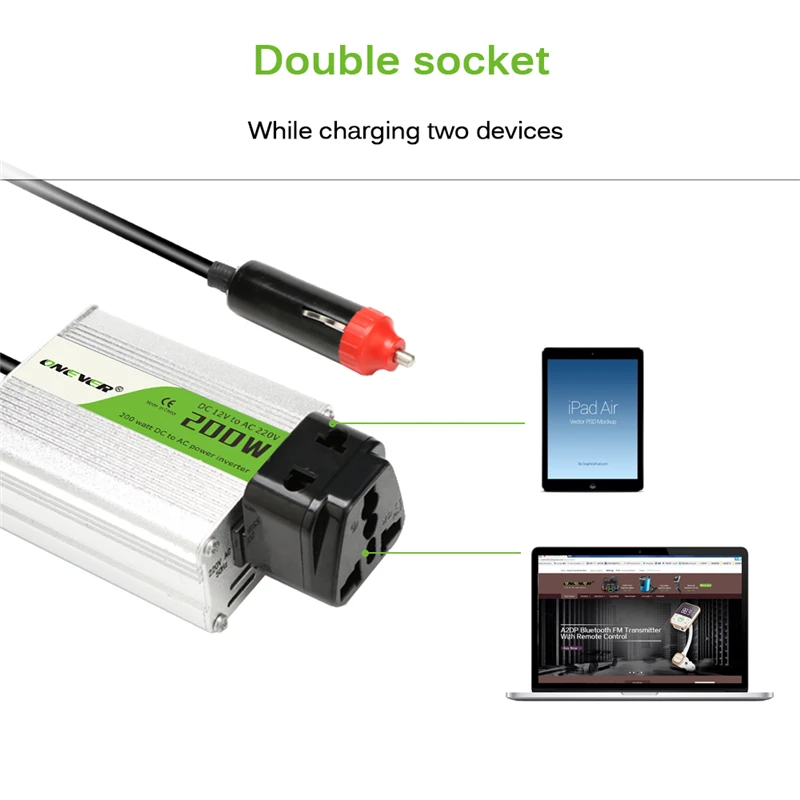 Автомобильный преобразователь напряжения 200 Вт постоянного тока 12 В в переменный