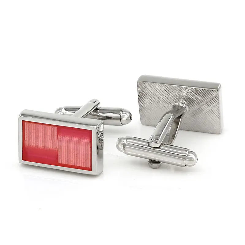 Прозрачные розовые прямоугольные эмали краски роскошные запонки для мужчин 327 |