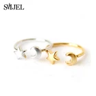 Женские кольца SMJEL, открытые кольца с Луной и звездой, полумесяц, ювелирные изделия, подарок на день рождения R161