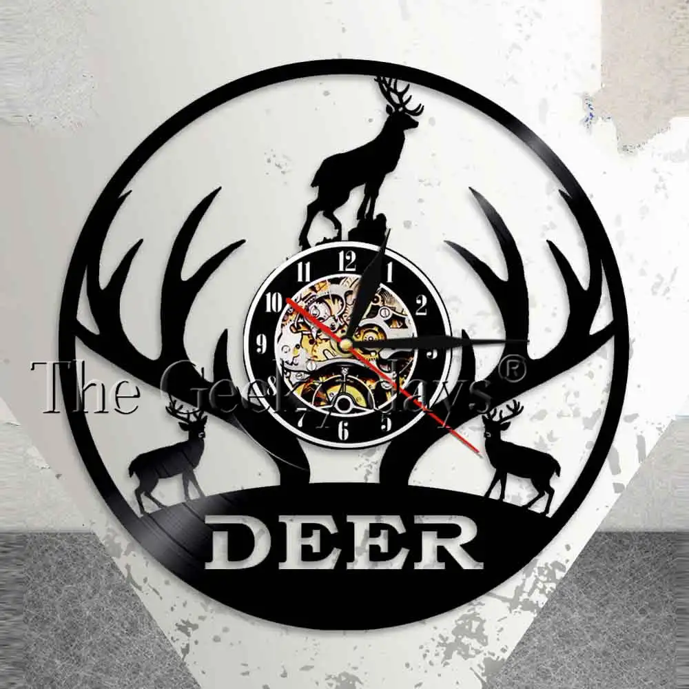 Лесной олень настенные часы Охотник голова оленя оленьи рога охотничьи