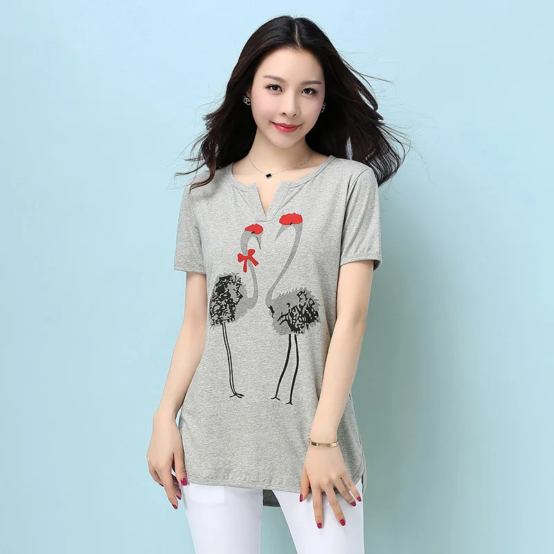 Летняя женская футболка 2018 новая свободная с короткими рукавами большого