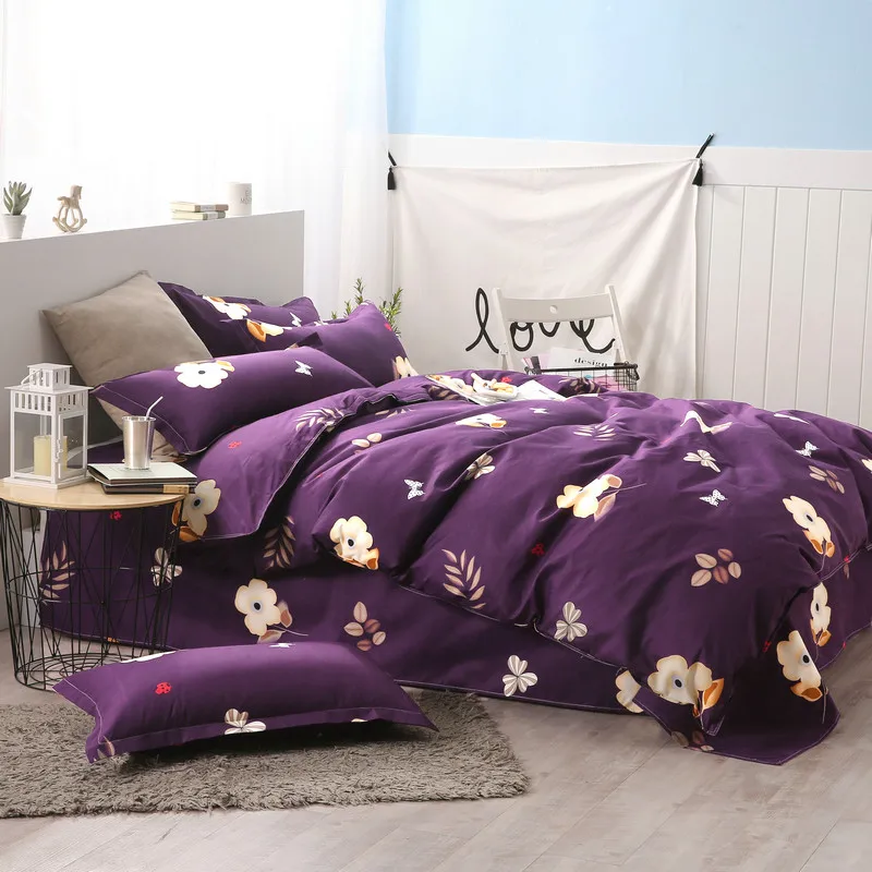 Модный домашний удобный комплект из четырех предметов с фиолетовыми цветами