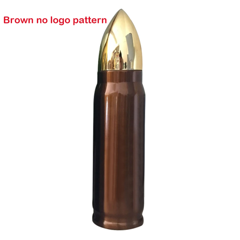 Brown no logo Дорожная бутылка для напитков, подарок, 500 мл, вакуумные термосы, термосы из нержавеющей стали, бутылка для воды для мужчин, кофейные изоляционные чашки - Цвет: Brown no logo
