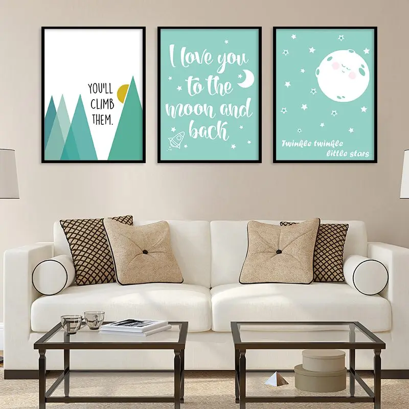 Love You To The Moon и Back Quotes настенный плакат скандинавский холст печать картина маслом
