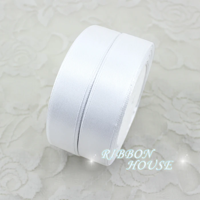 25 ярдов/рулон белая атласная лента 3/4 дюйма (20 мм)|faced satin ribbon|satin ribbonsingle face ribbon |