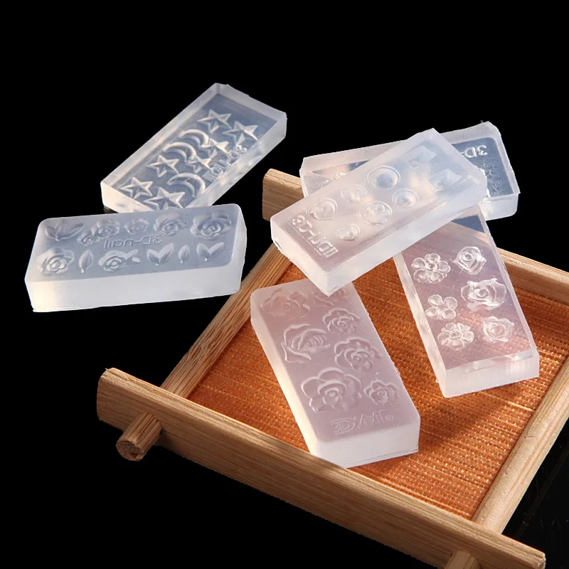 Акриловая Форма для резьбы по ногтям милый прозрачный 3d шаблон Силиконовые