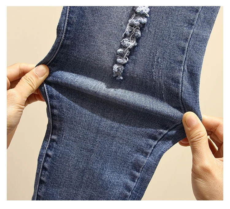 Мода 2018 осень корейская версия джинсов большого размера женские толстые мм новые