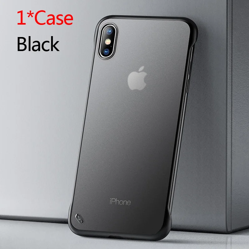 USLION Бескаркасный Прозрачный чехол для телефона для iPhone X 7 6S 8 Plus, чехол XS Max XR 11 Pro Max с кольцом-держателем для пальца, чехол-подставка s - Цвет: Only Black Case