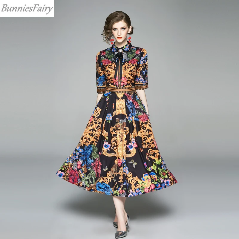BunninesFairy 2019 новые летние для женщин Стильный Королевский Винтаж принт короткий