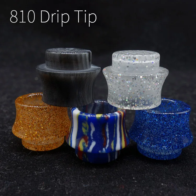 with holes driptips 810 resin mouthpiece bling gold color Prevent Eliquid Spill from rda rta atomizer |