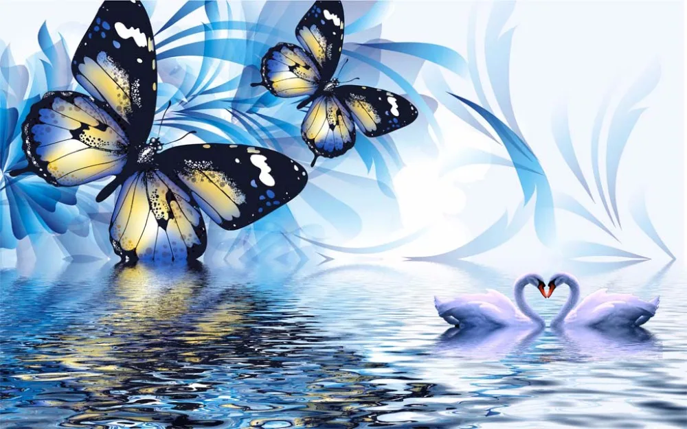 Custom 3D Curtain Bed Room Living Office Hotel Blue Butterfly Cortinas For Bathroom Fabric | Дом и сад
