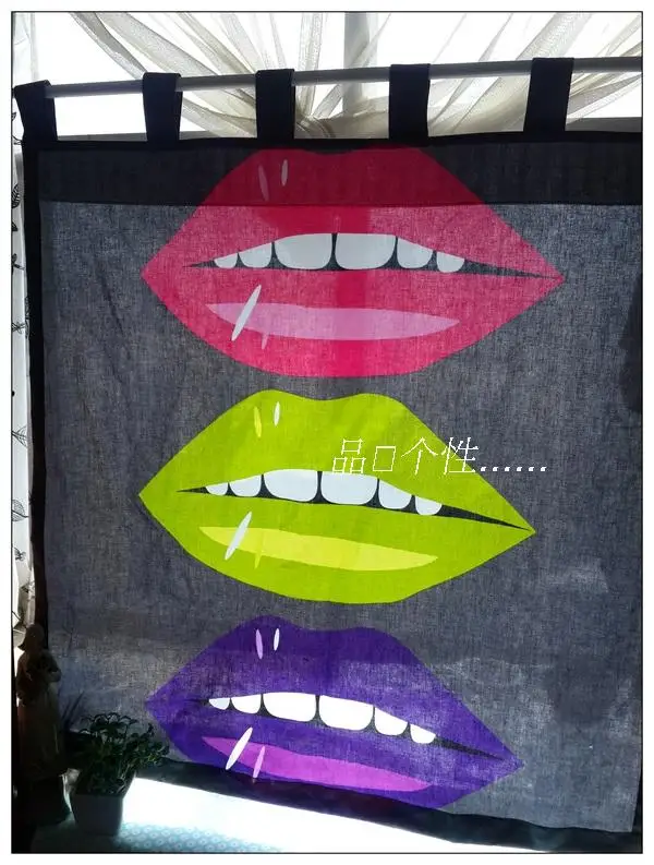 

Free shipping mesh elegant Colorful lip coffee door curtain kitchen curtains for living room bedroom 100*90-190cm customized