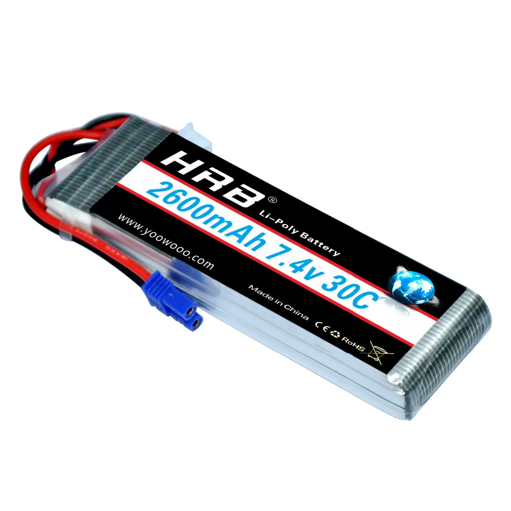 2 шт HRB Lipo 2s 7,4 V Hubsan H501S 4-xis аккумулятор 2600mah 30C Max 60C EC2 Аккумулятор для дрона квадрокоптера вертолета самолета