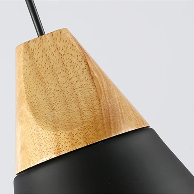 Винтажные деревянные подвесные светильники современный черный Алюминиевый