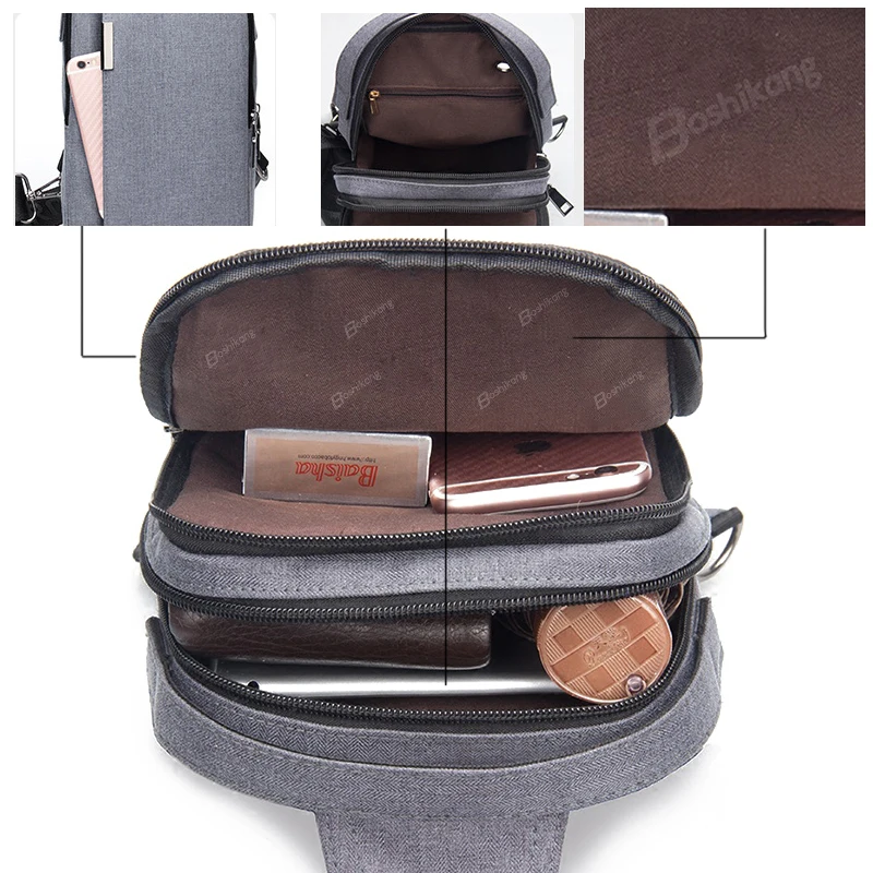 DANJUE Business Chest Bag Oxford Cloth Waterproof Bag Multi-pocket Chest Bag With Headphone Hole
