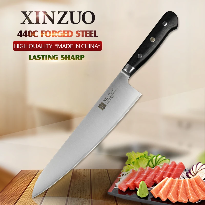 XINZUO 9,5 ''нож мясника 3 слоя 440C кованая сталь нержавеющая сталь 240 мм нож Gyuto 60 HRC кухонные ножи шеф-повара G10 Ручка