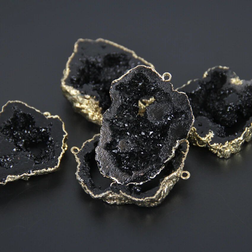 5 шт. натуральный пистолет черный Druzy ломтик разъемы цепочки и ожерелья питания