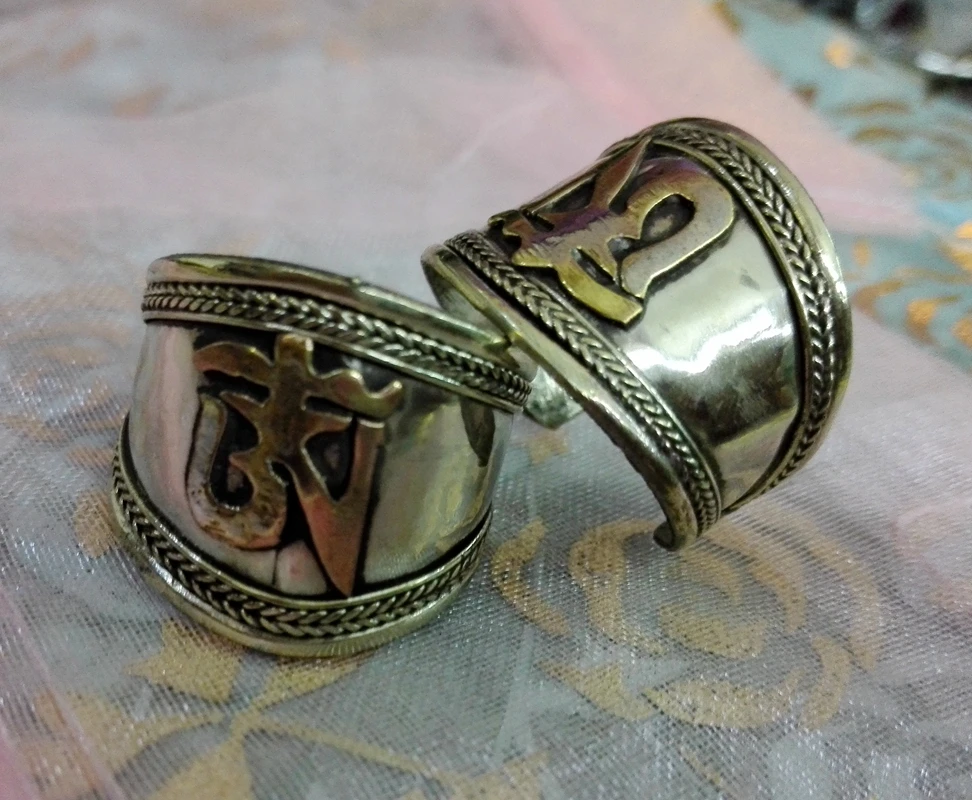 Кольца в стиле ретро 10 шт. тибетские серебряные кольца с символом Амитабха Непала